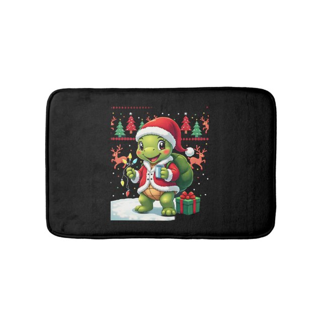Turtle Xmas Lights Ugly Santa Turtle Christmas Tan Badrumsmatta (Framsidan)