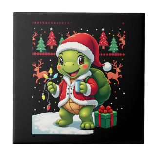 Turtle Xmas Lights Ugly Santa Turtle Christmas Tan Kakelplatta