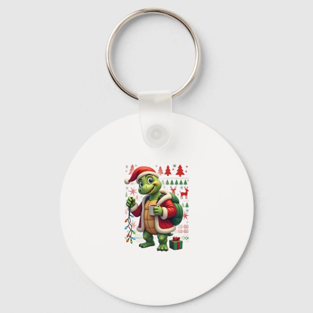 Turtle Xmas-ljus Fula tomten Turtle jul Tan Nyckelring (Framsida)