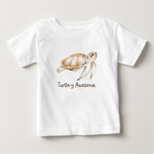 Turtle y Fantastisk Turtle Roligt Quote Watercolor T Shirt