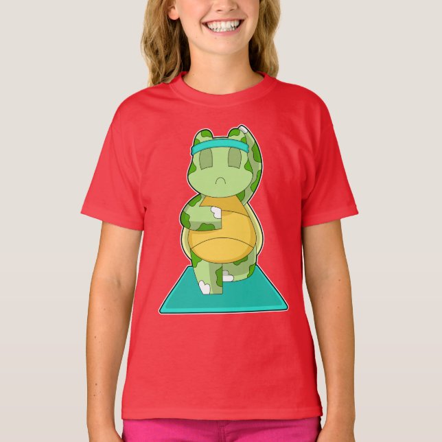 Turtle Yoga Fitness Meditation T Shirt (Framsida)
