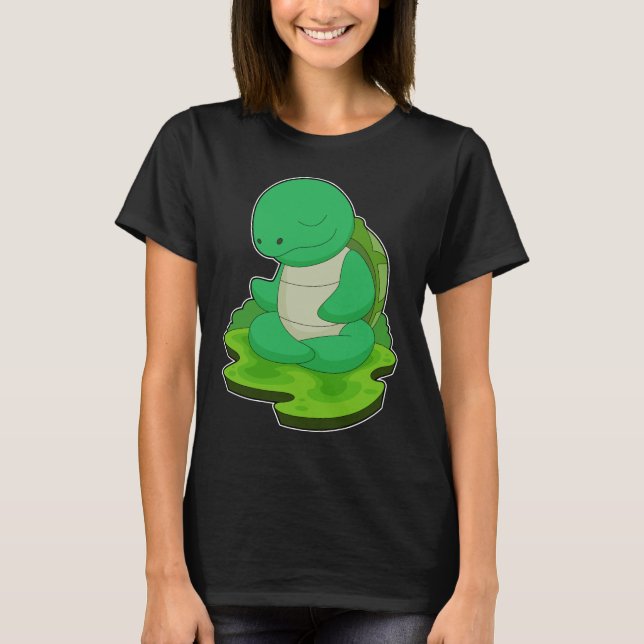 Turtle Yoga Fitness Meditation T Shirt (Framsida)
