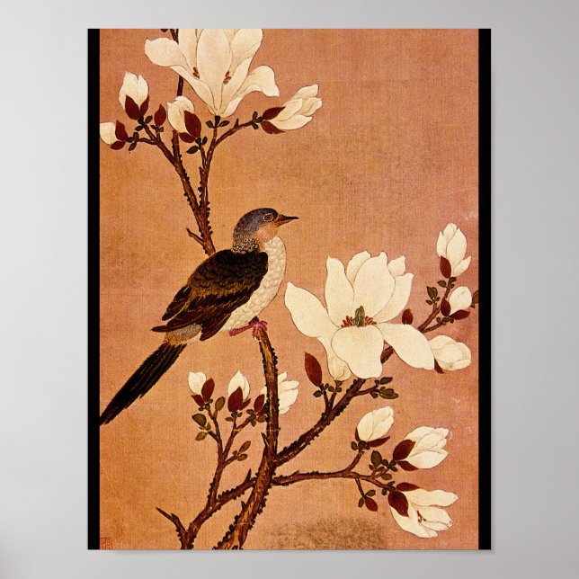 Turtledove vid Blommar Gren_Orienten Poster (Framsidan)