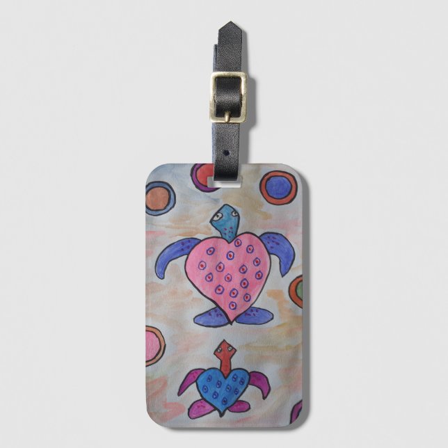 Turtles & Circles Luggage Tag Bagagebricka (Framsida vertikal)