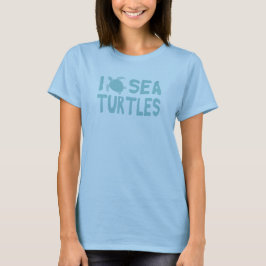 Turtles Cute Blue Typography kärlek T Shirt