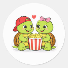 Turtles enjoying movie night together runt klistermärke