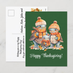 Turtles Happy thanksgiving familj Helg Vykort