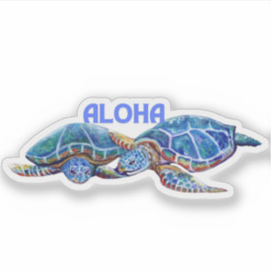 Turtles Hugger Aloha Hawaiian Sticker Klistermärken