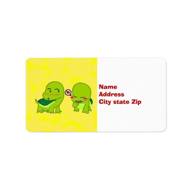 Turtles i kärlek adressetikett (Framsidan)