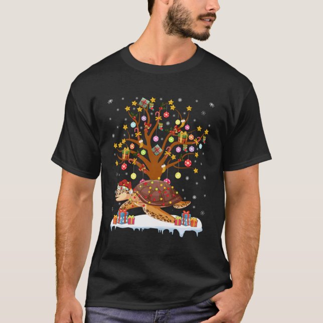 Turtles Lighting Julafton Träd Gift Turtle Träd fö T Shirt (Framsida)