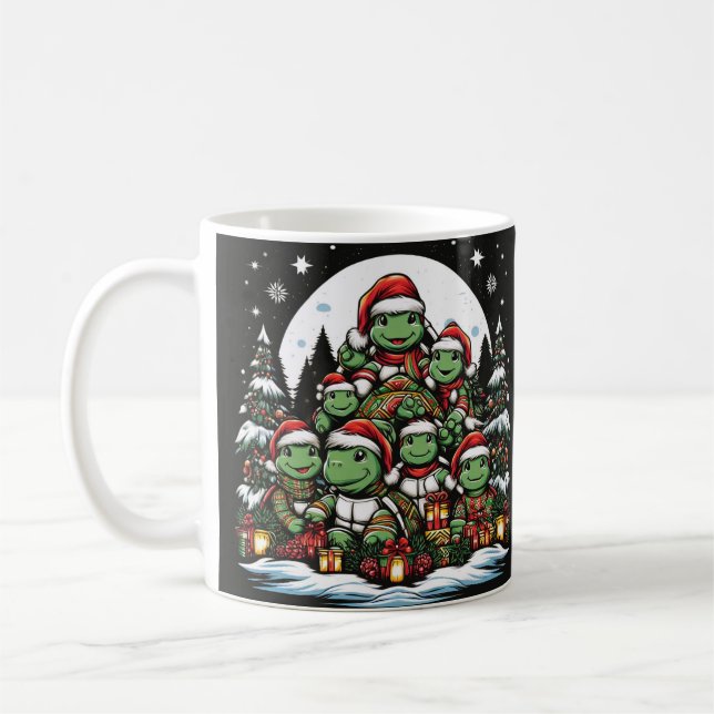 Turtle's lycklig med julklappar kaffemugg (Vänster)