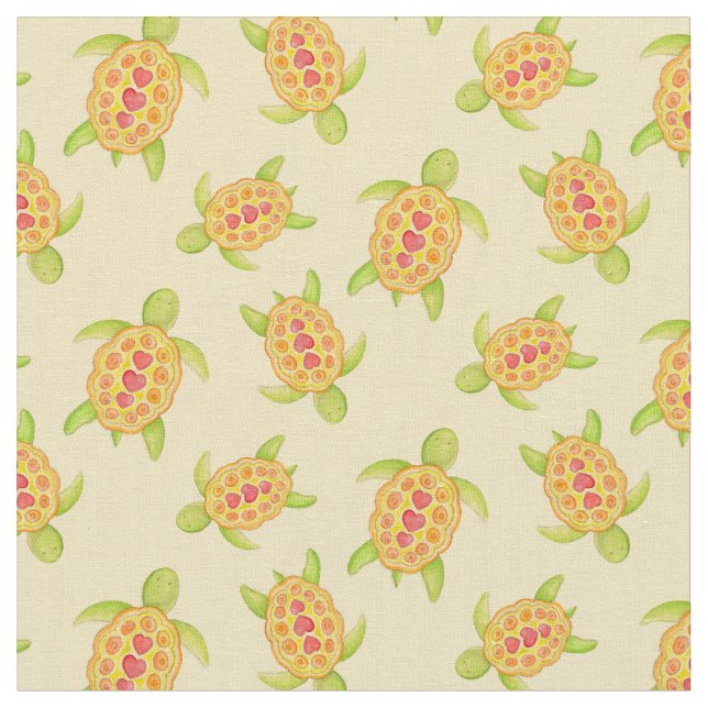 Turtles på sandvattenfärgen mönster tyg (Närbild)