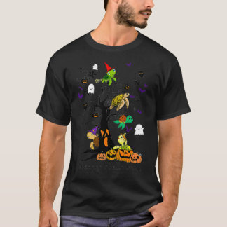Turtles Witch on Träd Pumpkin Fladdermus Happy hal T Shirt