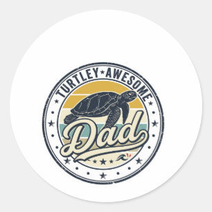 Turtley Awesome Pappa Vintage Sköldpadda T-Shirt D Runt Klistermärke