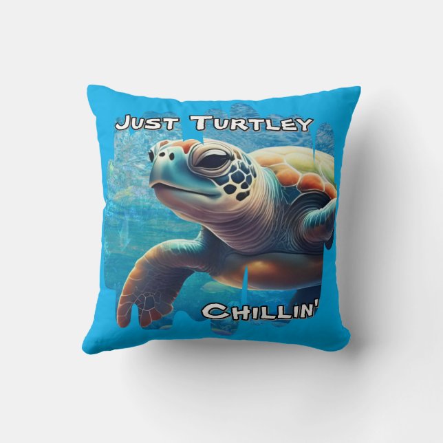 Turtley Chillin'Sea Turtle Close Peacval Vibe Kudde (Baksida)