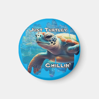 Turtley Chillin'Sea Turtle Close Peacval Vibe Magnet