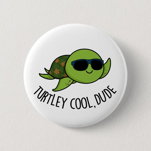 Turtley Coola Boy Funny Turtle Pun Knapp (Framsida)