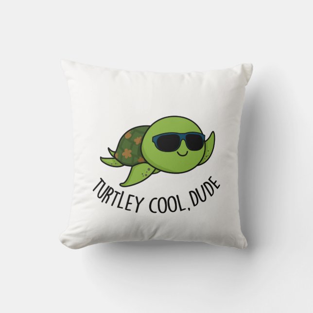 Turtley Coola Boy Funny Turtle Pun Kudde (Framsida)