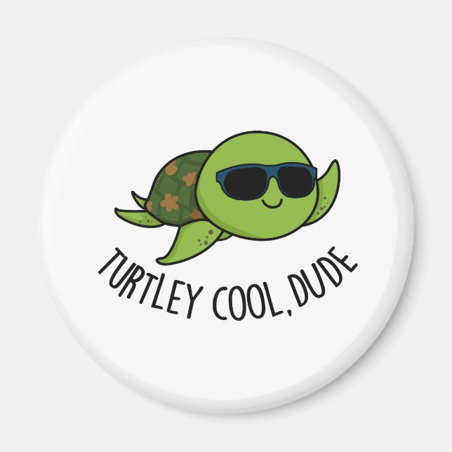 Turtley Coola Boy Funny Turtle Pun Magnet (Framsidan)