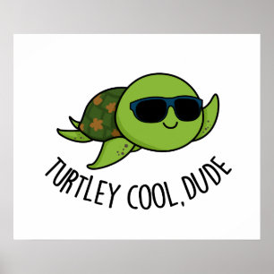Turtley Coola Boy Funny Turtle Pun Poster