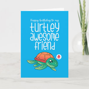 Turtley Fantastisk Friend Cute Turtle Funny Birthd Kort