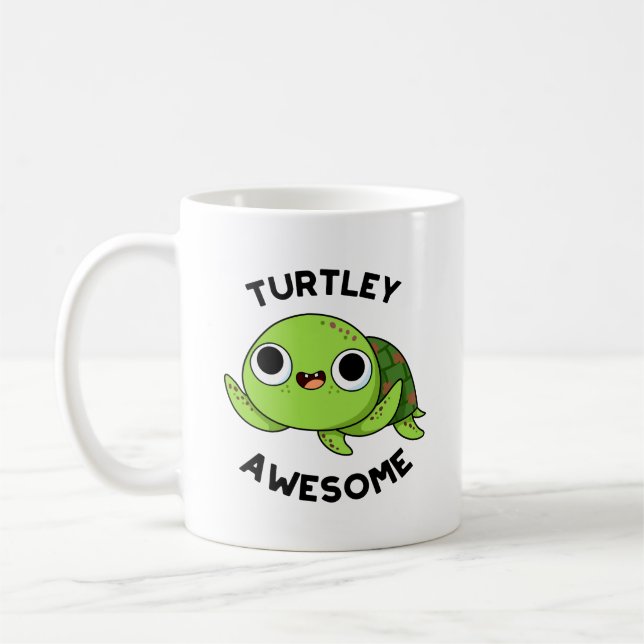 Turtley Fantastisk Funny Turtle Pun Kaffemugg (Vänster)