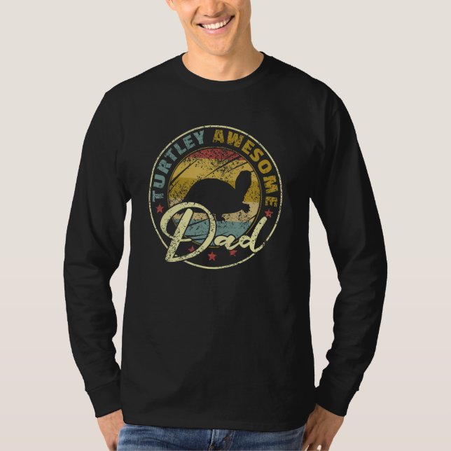 Turtley Fantastisk Pappa Funny Turtle Funny Pappor T Shirt (Framsida)