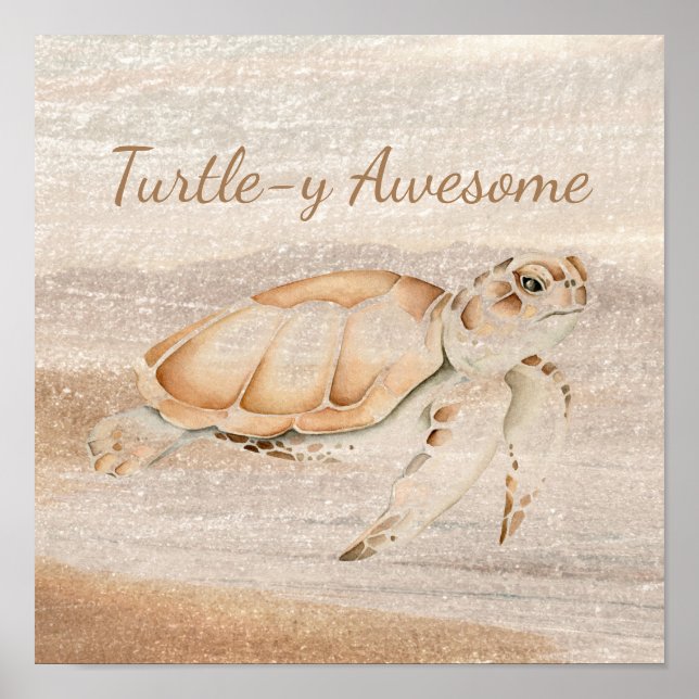 Turtley Fantastisk Sea Turtle Ocean Sea Animal Art Poster (Framsidan)