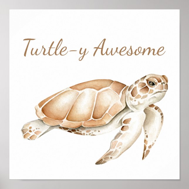 Turtley Fantastisk Sea Turtle Ocean Sea Animal Art Poster (Framsidan)
