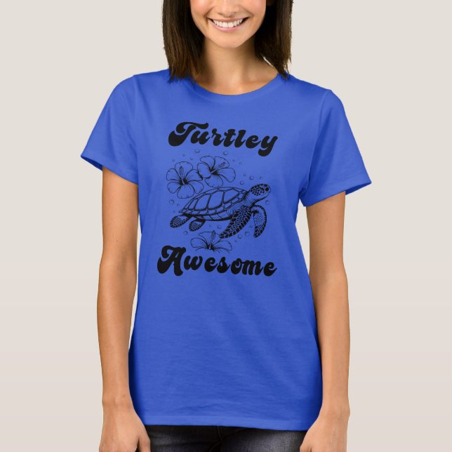Turtley Fantastisk, Turtle with Flowers T Shirt (Framsida)