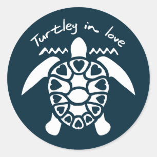 Turtley i Kärlek - sköldpadda Runt Klistermärke