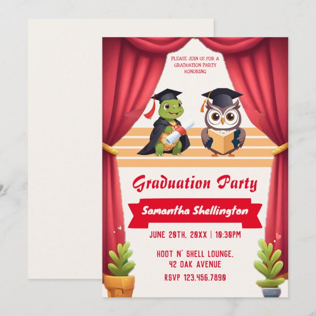 "Turtley Wise: En examen uggl-extravaganza!" Inbjudningar (Fram/baksida)