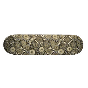 turturkrane guld japanese fläkt mönster mini skateboard bräda 18,7 cm