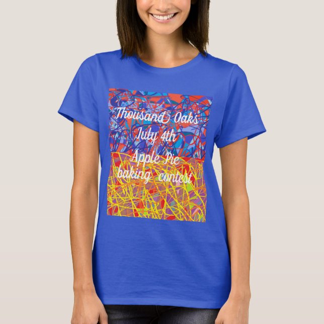 Tusand Oaks JUly 4 applepie tävling abstrakt art T Shirt (Framsida)
