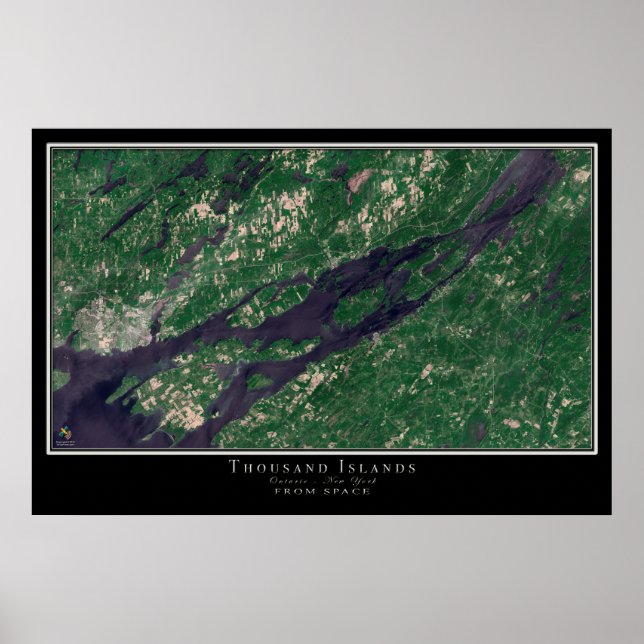 Tusands Ontario - New York Satellite Karta Poster (Framsidan)