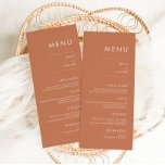 Tuscan Amber | Modern Minimal Bröllop Meny<br><div class="desc">Den här eleganten har bara modernt,  minimalt sans serif-typografi,  vackert rustiskt bohemiskt färg som bara ger den information som tjänar ett syfte. Samla dina kära runt en vacker måltid med vår chic och en enkel tuscanrasotsamling.</div>