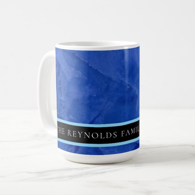 Tuscan Blå Venetiansk Gips Anpassad Monogramm Kopp (Framsida vänster)