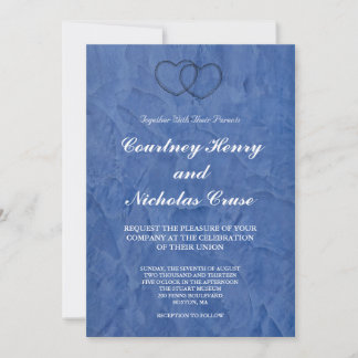 Tuscan Blue Hearts Bröllopsinbjudningar Inbjudningar