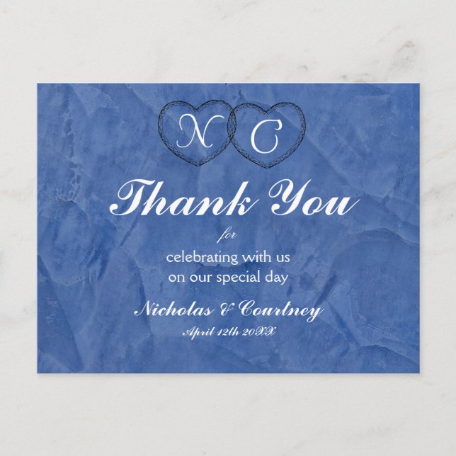 Tuscan Blue Hearts Tacksamhetskort Vykort (Framsida)