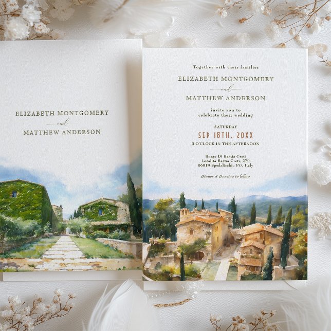 Tuscan Borgo Di Bastia Creti Bröllop Inbjudningar (Skapare uppladdad)