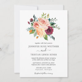 Tuscan Botanias Blommigt Blooms Watercolor Bröllop Inbjudningar