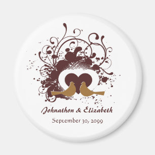Tuscan Brown Love birds Bröllop-årsdagen Magnet