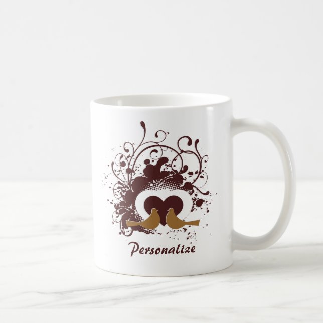Tuscan Brown Love birds med Namn Kaffemugg (Höger)
