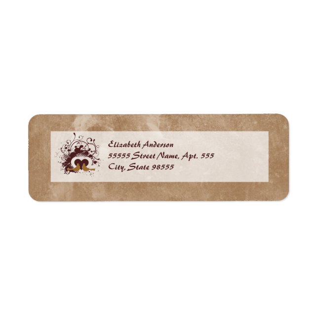 Tuscan Brown Love birds med Namn Returadress Etikett (Framsidan)