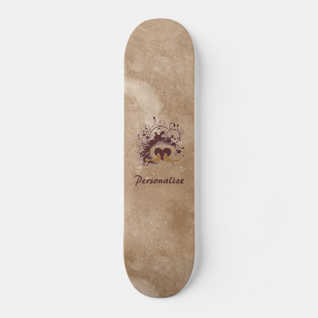 Tuscan Brown Love birds med Namn Skateboard Bräda 21,5 Cm (Framsida)