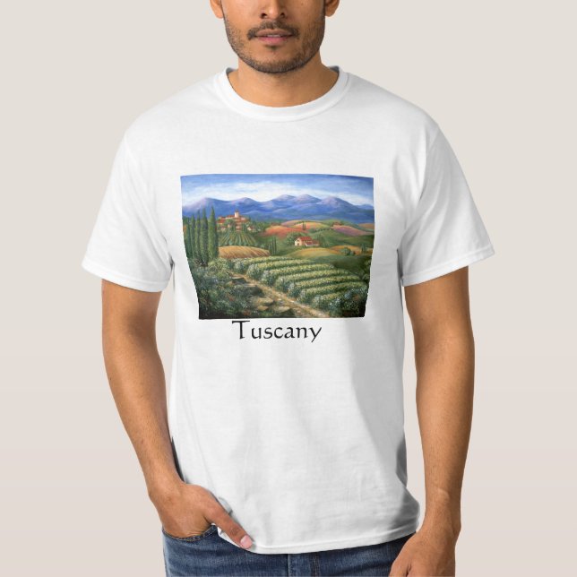 Tuscan by och vingård t shirt (Framsida)