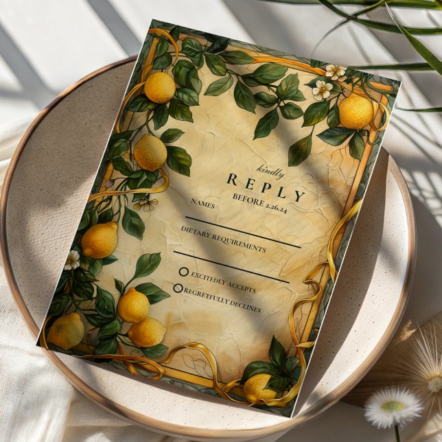 Tuscan Citrus Blommig Bröllop OSA Kort (Skapare uppladdad)