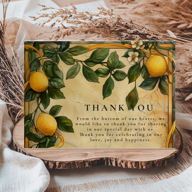Tuscan Citrus Blommig Bröllop Tack Kort (Skapare uppladdad)