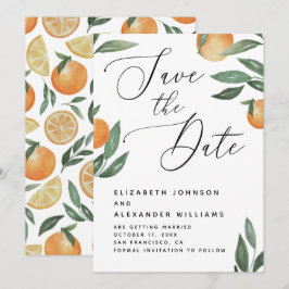 Tuscan Citrus Bröllop | Elegant Script Orange Spara Datumet