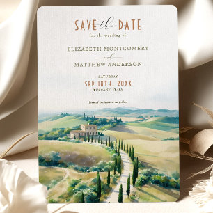 Tuscan Elegance Save Date Italy Countryside Inbjudningar